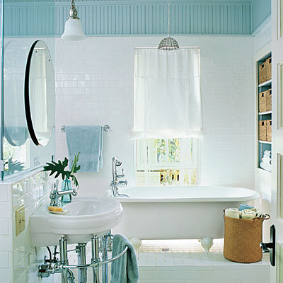 "White and Blue Country Bathroom"