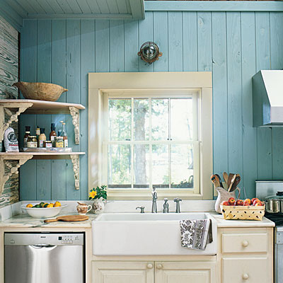 "White and Blue Country Kitchen"