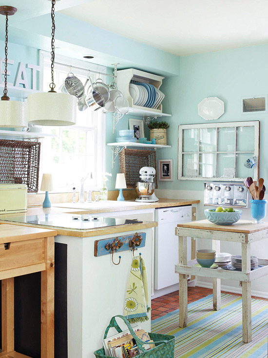 "White and Blue Cottage Kitchen"